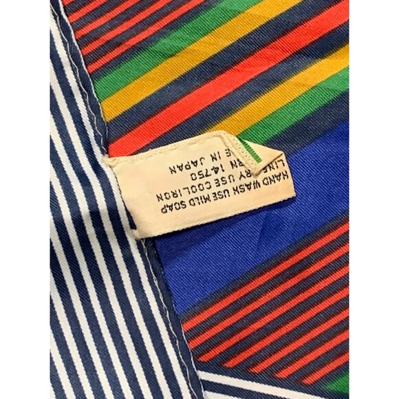 Vintage Striped & Geometric Silk-Like Polyester Scarf Water Repellent - Picture 6 of 6